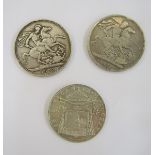 Silver world and English coins, George IV Crown, laurette head left, rev St George and Dragon