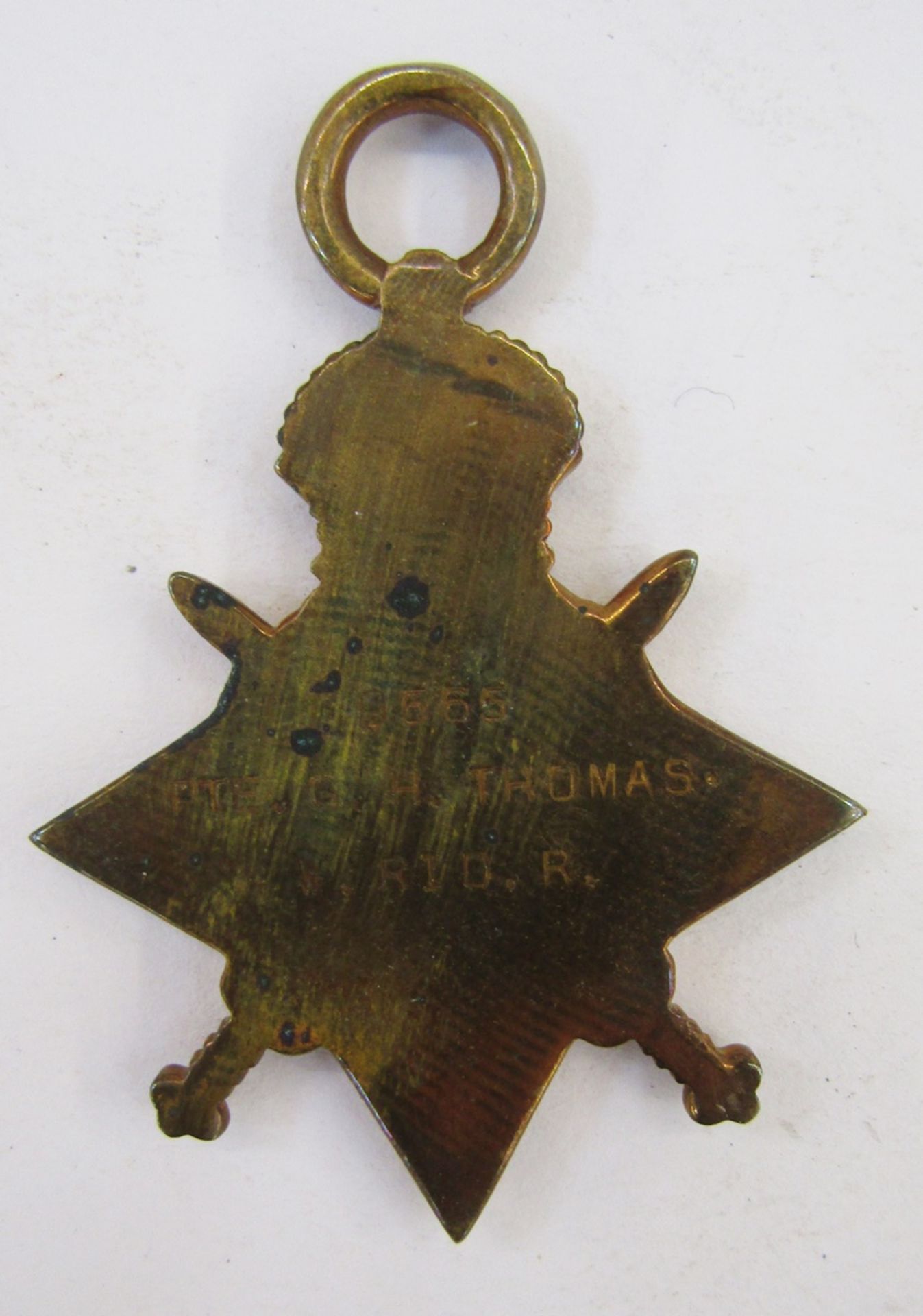 WWI 1914-15 Star, War Medal and Victory Medal awarded to '9565.PTE.G.H.THOMAS.W.RID.R.', George - Image 7 of 18