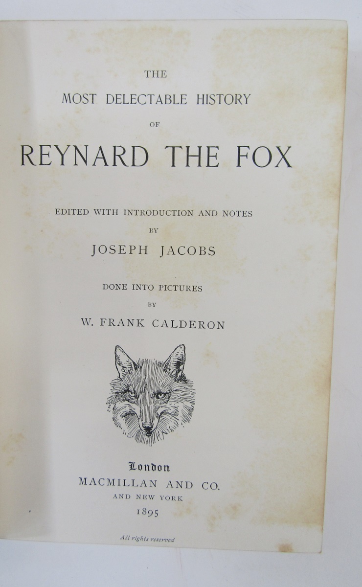 Pictorial boards and bindings - Jacobs, Joseph ( ed.) "Reynard the Fox" ills by Frank Calderon, - Image 4 of 24