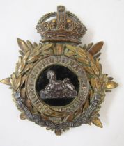 Edwardian Gloucestershire Regiment Officer's helmet plate with four badges and paper clip.