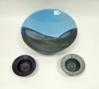 Two Conwy pottery bowls, one with a Welsh dragon motif, each 16cm diameter and a large pottery