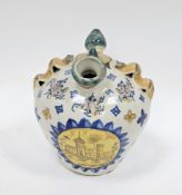 17th century-style pottery Italian majolica syrup or wet drug jar decorated with a vignette of a