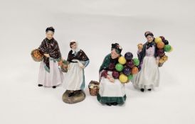 Four Royal Doulton figures including The Orange Lady HN1759, Biddy Pennyfarthing HN1843, The Old