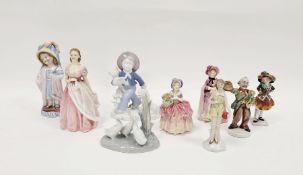 Collection of nine ceramic figures including Royal Doulton Cissie HN1809, Royal Doulton Jacqueline