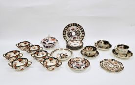Collection of mainly 19th century teawares including two cups and saucers hand painted with