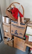 Large collection of dolls and teddy bears, mostly mid 20th century onwards (6 boxes plus a basket)