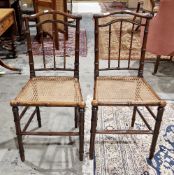 Pair of 19th century faux bamboo side chairs with arched top rails and cane seats, 42cm wide x