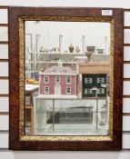 18th/19th century burr walnut and parcel-gilt rectangular framed wall mirror, 50cm x 40cm