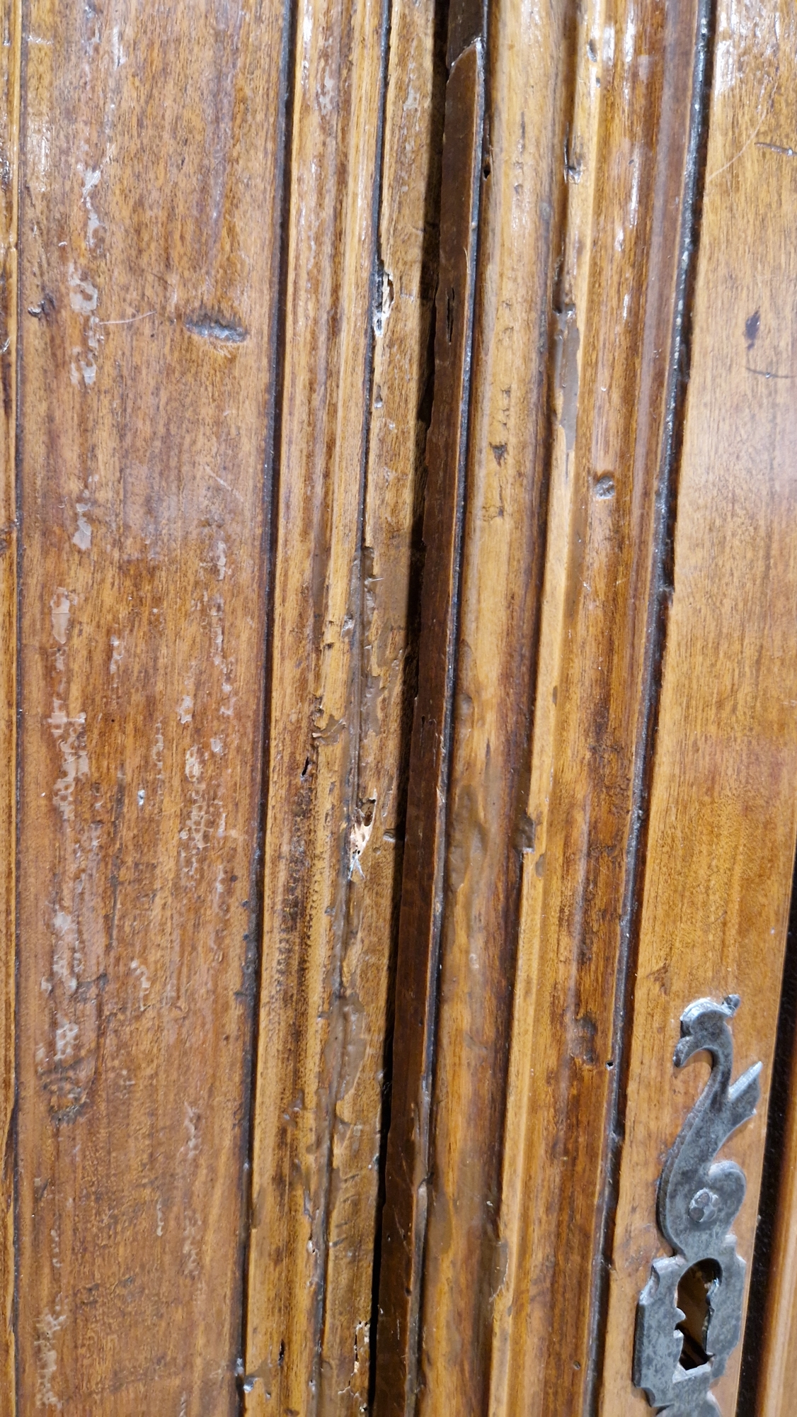 19th century French cherrywood armoire, the two panel doors opening to two later fitted pine - Image 18 of 44