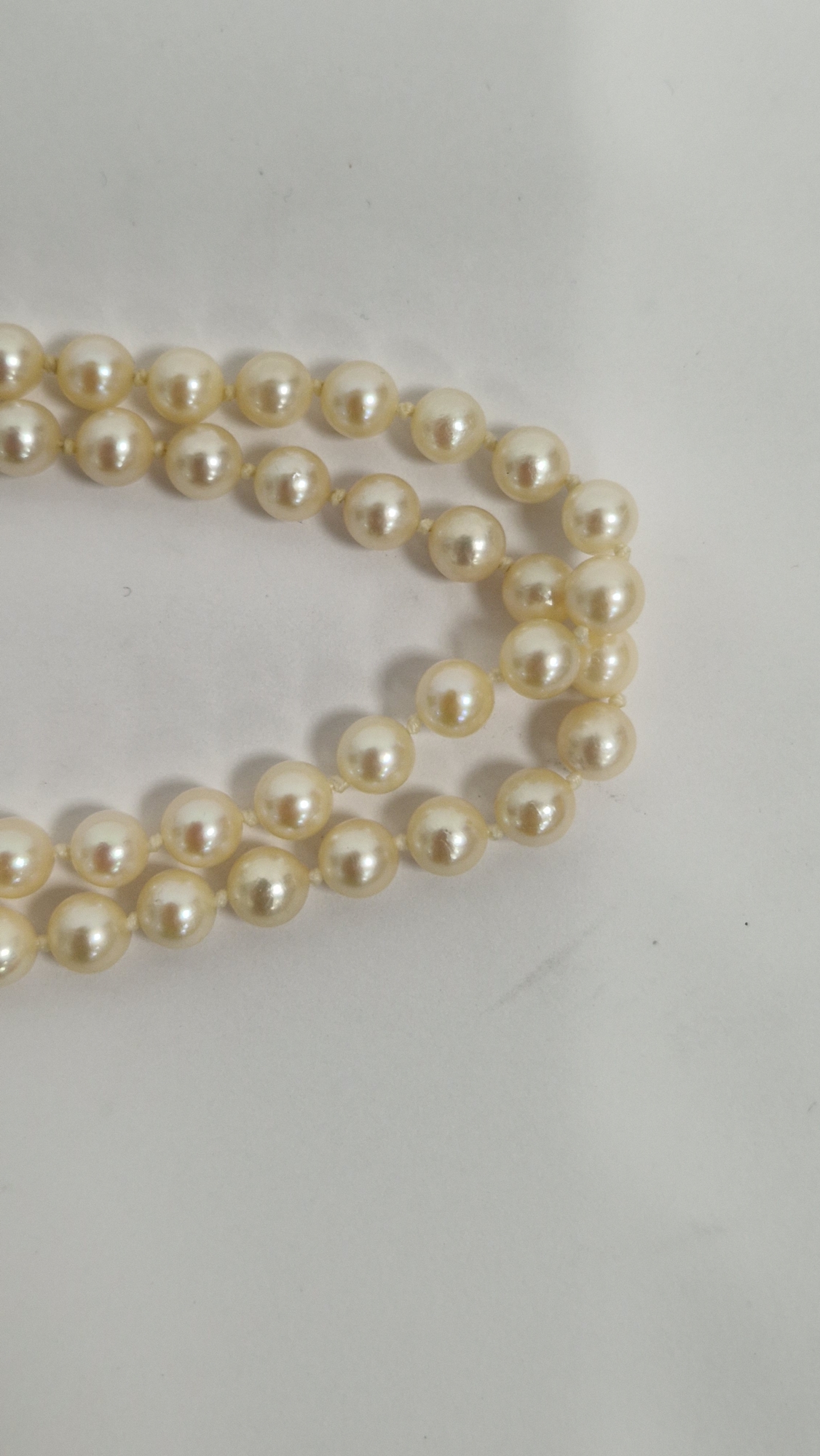 Double string of cultured pearls with 9ct gold and garnet set clasp, with star design, cased - Image 8 of 8