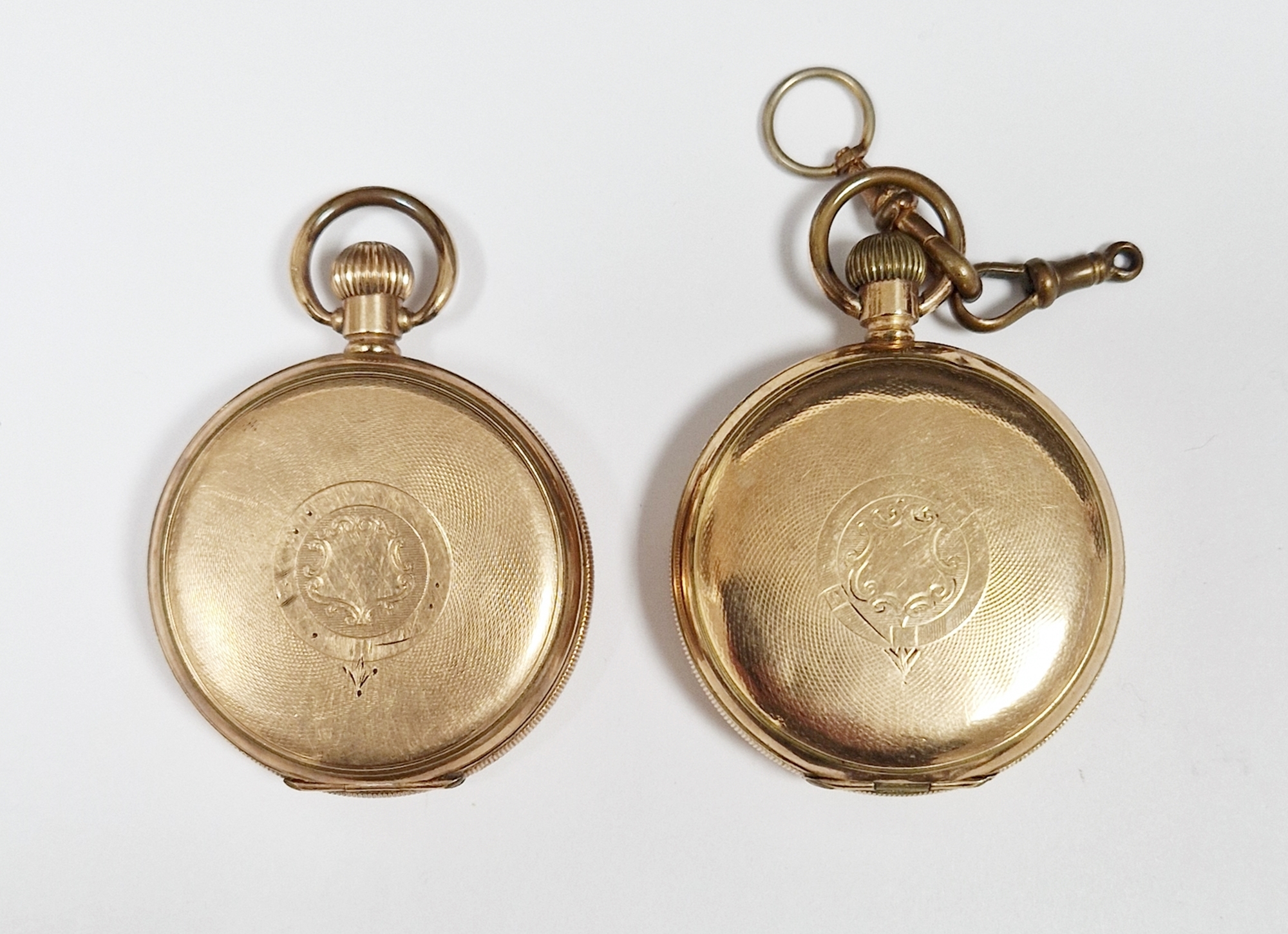 Late 19th/early 20th century Waltham full hunter pocket watch, in a gold plated case, the enamel - Image 2 of 2