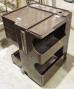 Joe Columbo (1930-1971) for Biffeplast mid century brown plastic Boby trolley with an arrangement of
