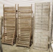 Pair of teak loungers with adjustable head and another (3)