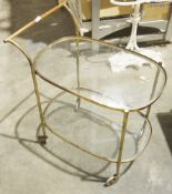 Glass and brass two-tier tea trolley
