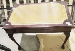 Wooden leather topped canteen on stand