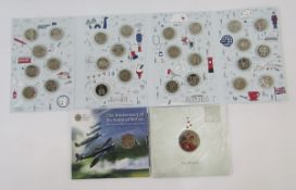 Group of British coins, the complete set of A-Z 10ps, For the Fallen cupro-nickel £5, the 75th
