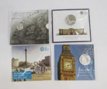 Royal Mint Silver Commemorative (4) Coins, Trafalgar Square £100 (62.86g pure silver), Big Ben £