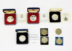 4 x Royal Mint Silver Proof Crowns, (2) 1977 Jubilee, 1981 Charles & Diana, 1980 Queen Mother & (