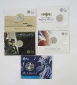 Royal Mint Silver Proof Coins (5), Britannia £50, Sir Winston Churchill £20, The Longest Monarch £