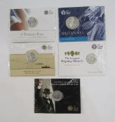Royal Mint Silver Proof Coins (5), Britannia £50, Sir Winston Churchill £20, The Longest Monarch £