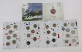Group of British coins, the complete set of A-Z 10ps, For the Fallen cupro-nickel £5, the 75th
