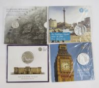 Royal Mint Silver Commemorative (4) Coins, Trafalgar Square £100 (62.86g pure silver), Big Ben £