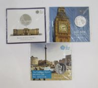 Royal Mint Silver Commemorative (3) Coins, Trafalgar Square £100 (62.86g pure silver), Big Ben £