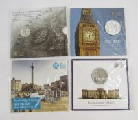 Royal Mint Silver Commemorative (4) Coins, Trafalgar Square £100 (62.86g pure silver), Big Ben £