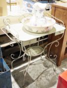 Early 20th century French-style green metal painted wash stand, 80cm wide x 88cm high and a