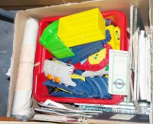 Collection of toys and books including a Tomy Thomas the Tank Engine part train set, railway and