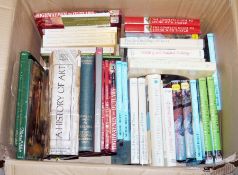 Box of books including a quantity of books relating to thatching and thatched cottages, art