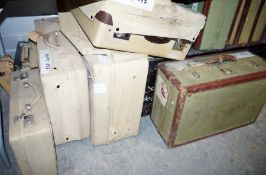 Collection of eight early to mid-century suitcases including a pair of Varmer Limited, a Rev Robe,