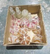 Collection of approx. 14 early 20th century moulded glass perfume bottles, atomisers and dressing