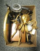 Mixed lot of collectables including a two-branch wheatsheaf wall light, an oval easel-back table