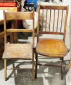Set of four late 19th/early 20th century folding beechwood chairs with pierced solid seats (4)