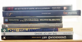 Quantity of art and poster related hardback books including Richard Furness, Emmanuel Lopez, etc