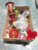 Collection of 17 glass paperweights including Caithness and bubble control and other glassware