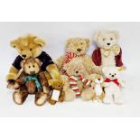 Collection of eight teddy bears including a boxed Steiff small bear, no.029004 with original