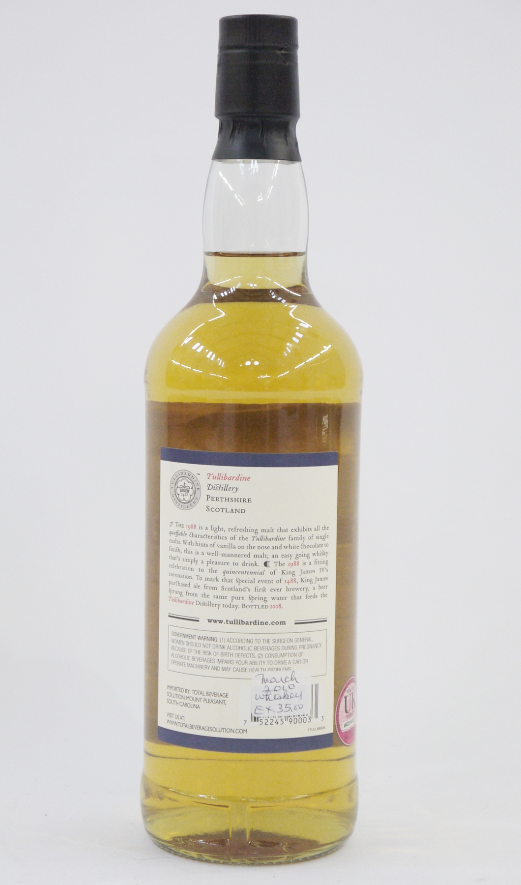 Vintage Tullibardine Highland single malt Scotch whisky, distilled in 1988 from Perthshire, Scotland - Image 2 of 2