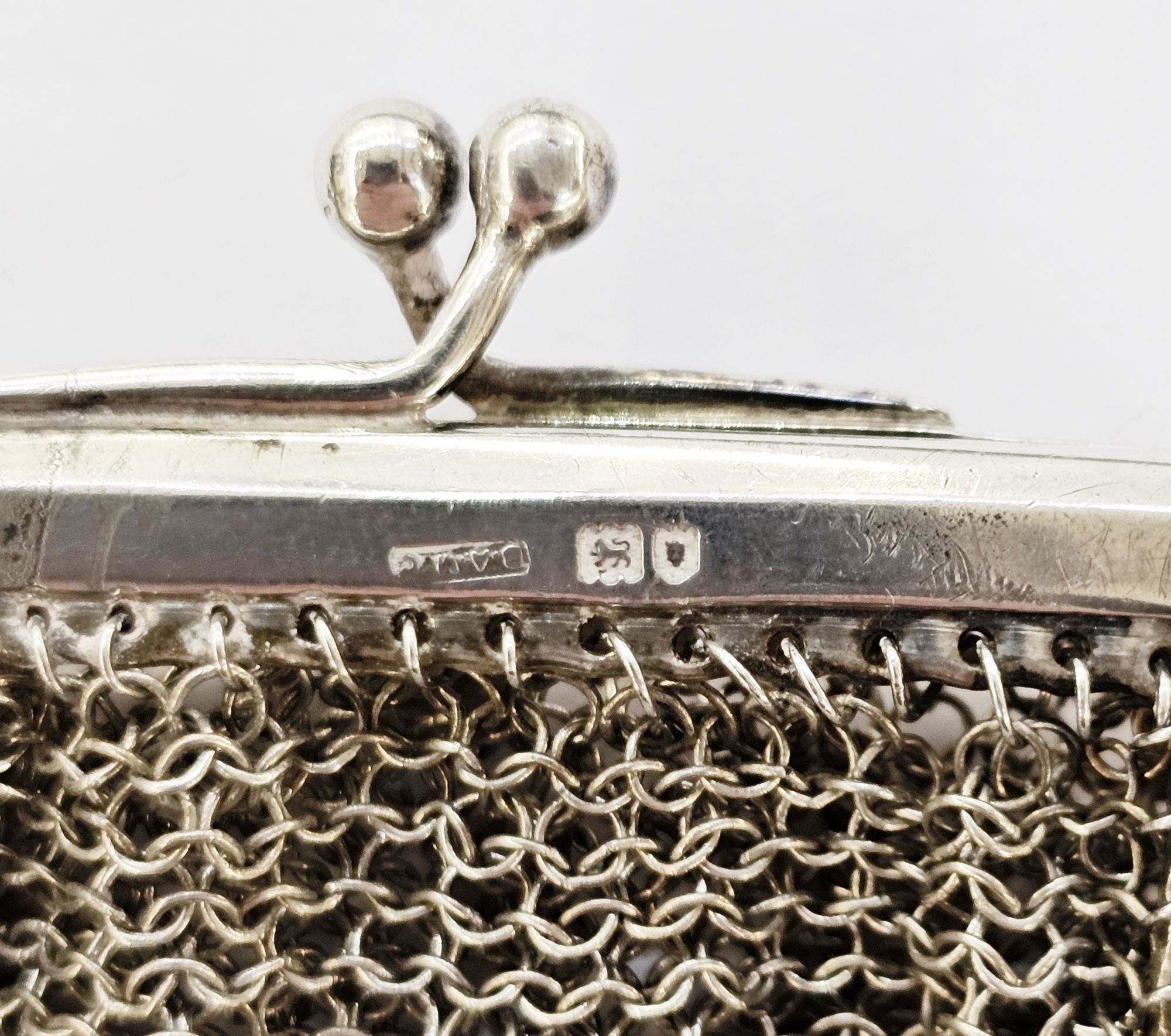 19th century stickpin surmounted with a gold coloured knot design (marks unclear), a silver mesh - Image 2 of 4