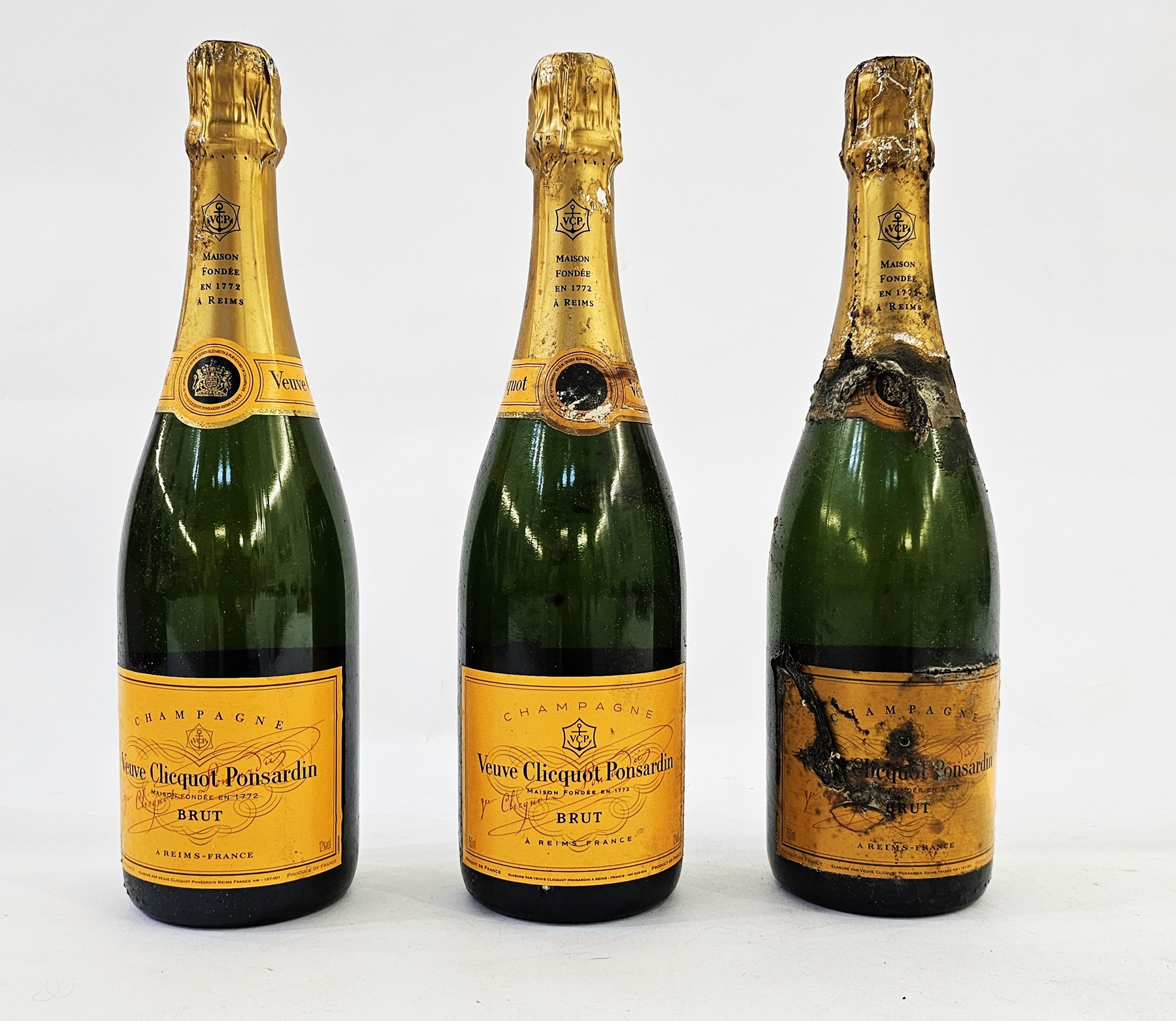 Three bottles of Veuve Clicquot Ponsardin Brut Champagne 75cl 12%vol