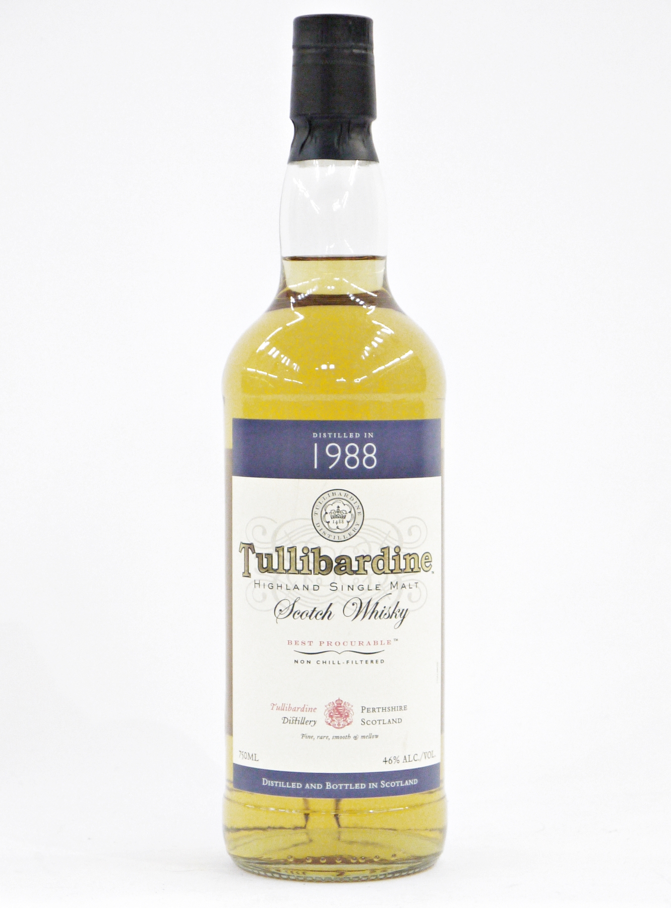 Vintage Tullibardine Highland single malt Scotch whisky, distilled in 1988 from Perthshire, Scotland