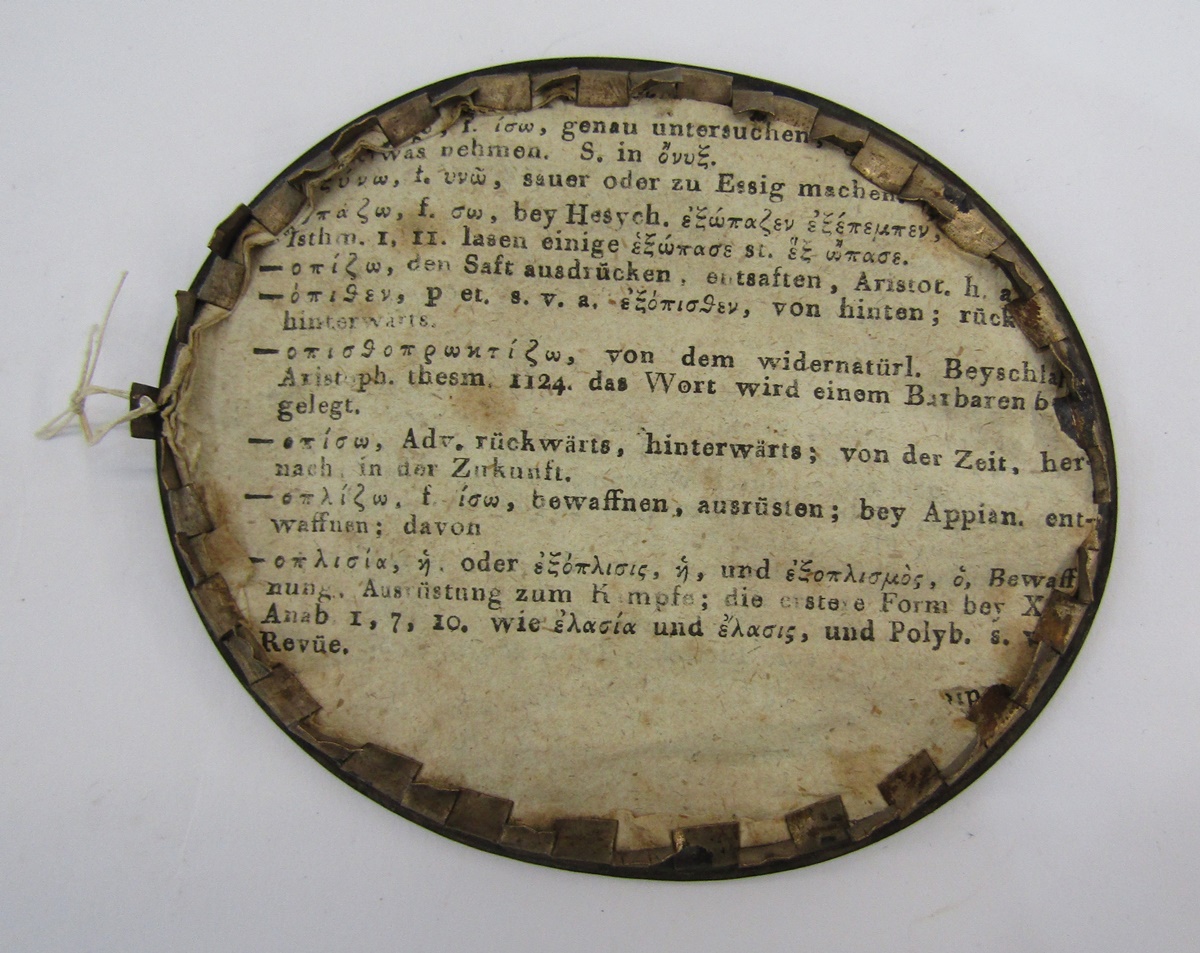 Pair of portrait miniatures depicting a lady and gentleman in the 18th century-style, he in a red - Image 4 of 10