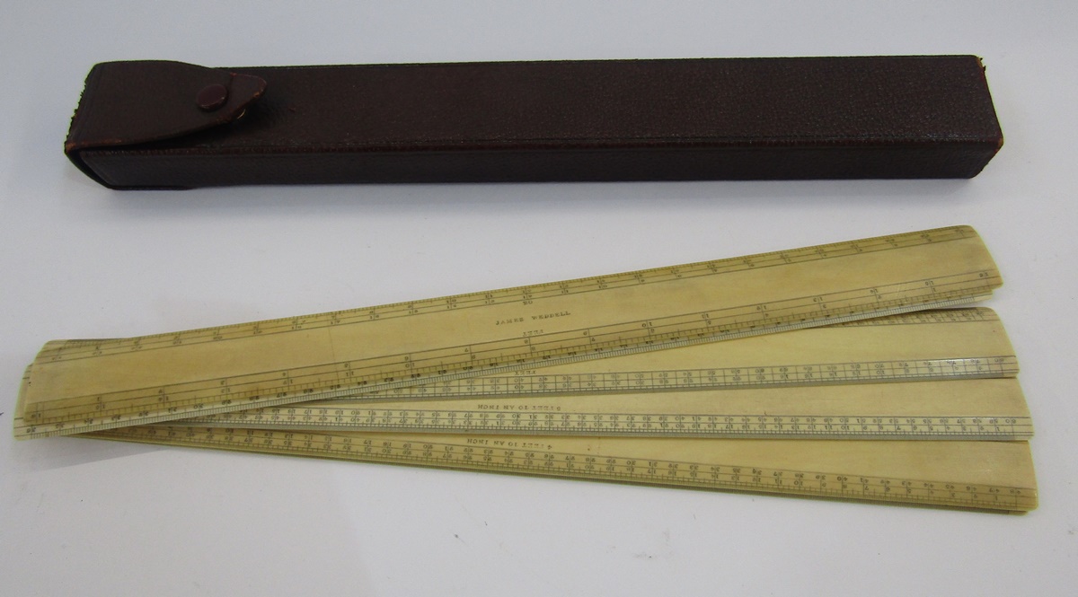 Chinese bone box of rectangular form with sliding cover, decorated with two seated figures, a pair - Image 7 of 8