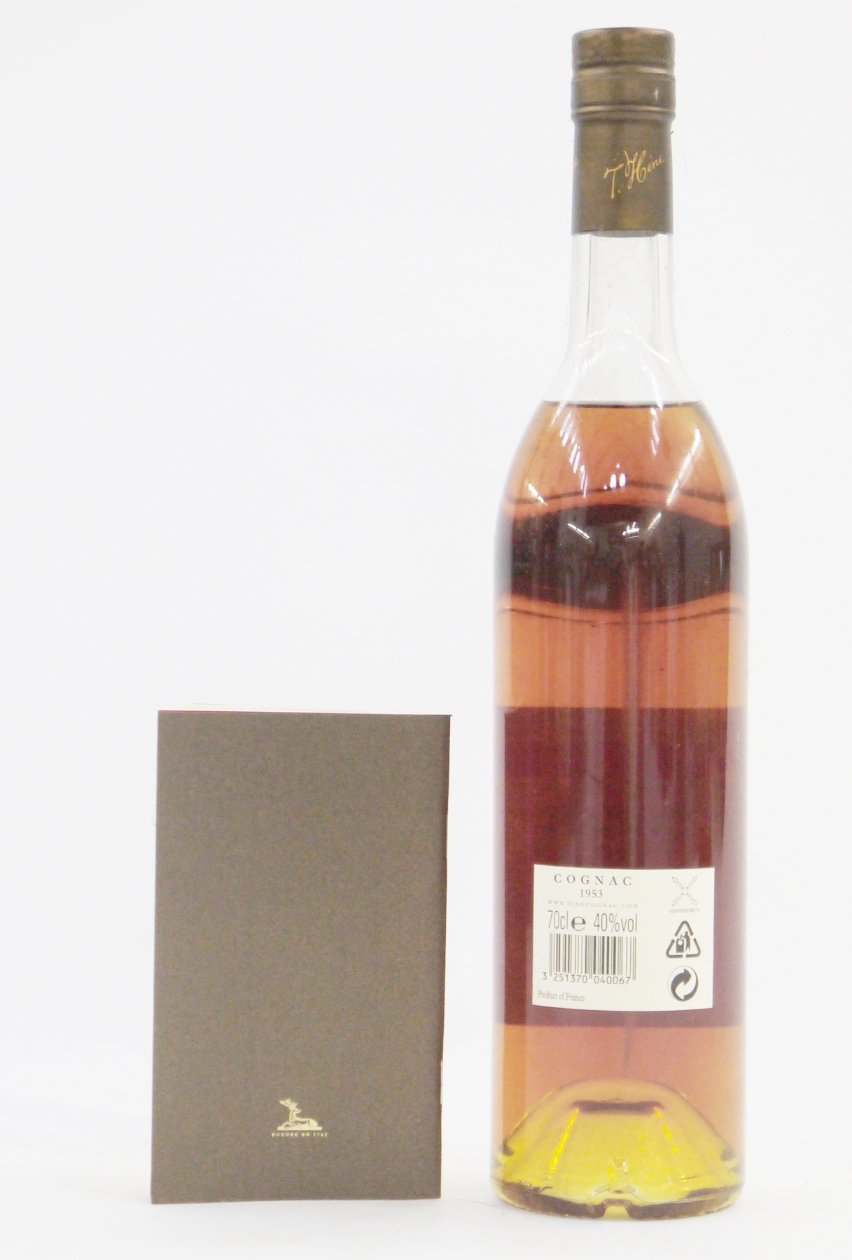 Bottle of Hine 1953 Grand Champagne Cognac, label carries a Royal Warrant by Appointment of Her - Image 2 of 3