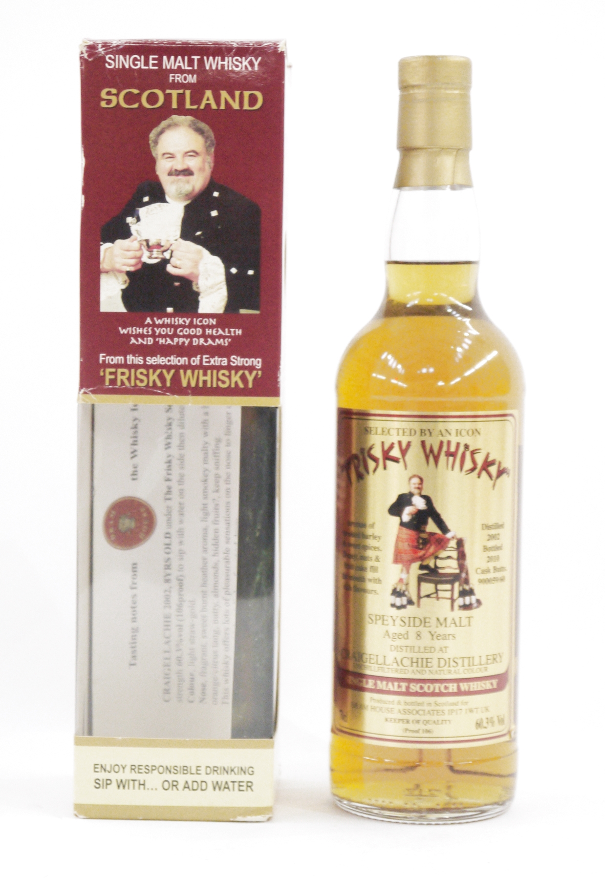 Craigellachie 8 year old Speyside single malt whisky selected by Frisky Whisky, in original box,
