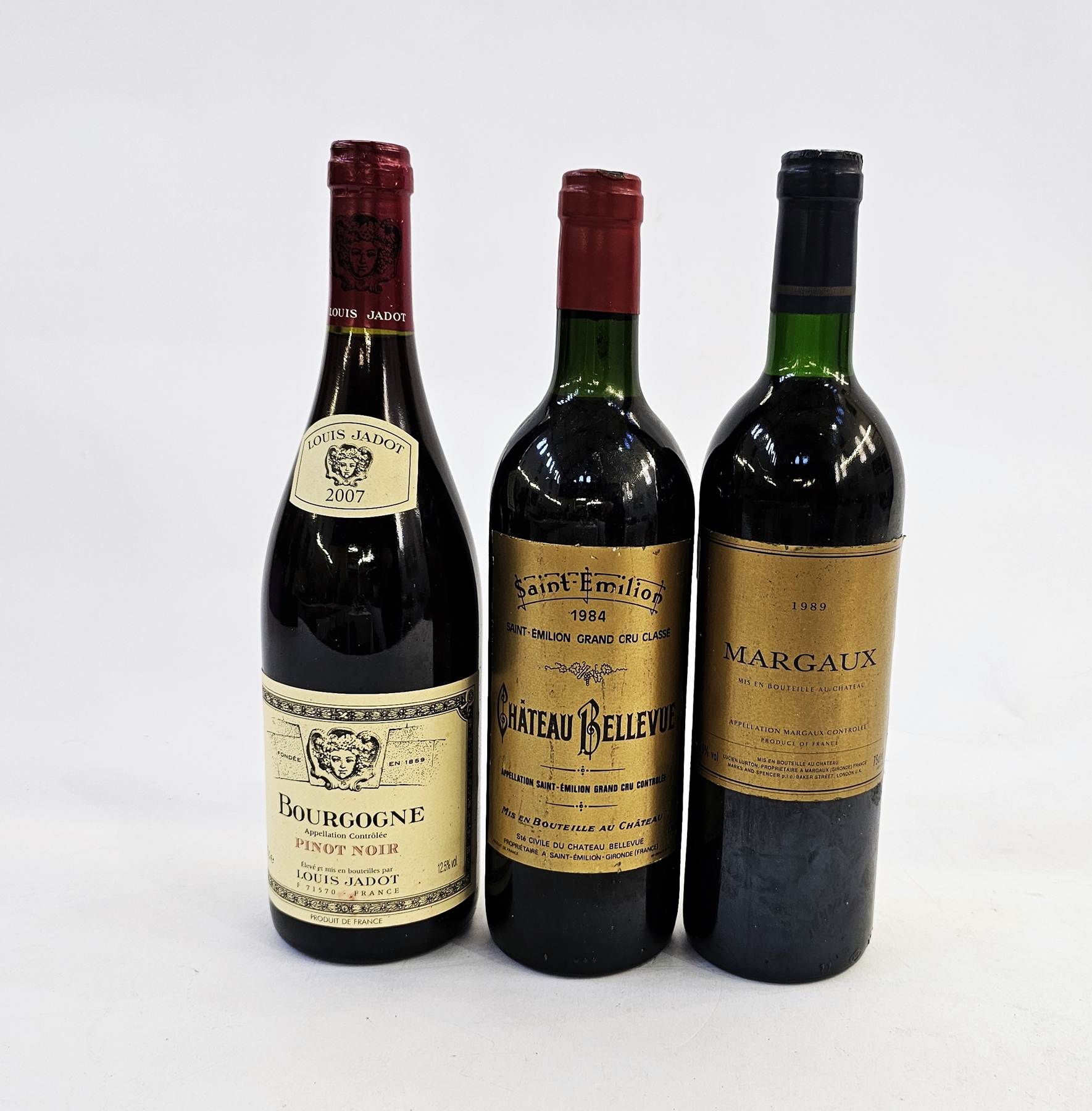 Louis Jadot 2007 Pinot Noir Bourgogne product of France 12.5% vol 75cl, together with a 1989 St.