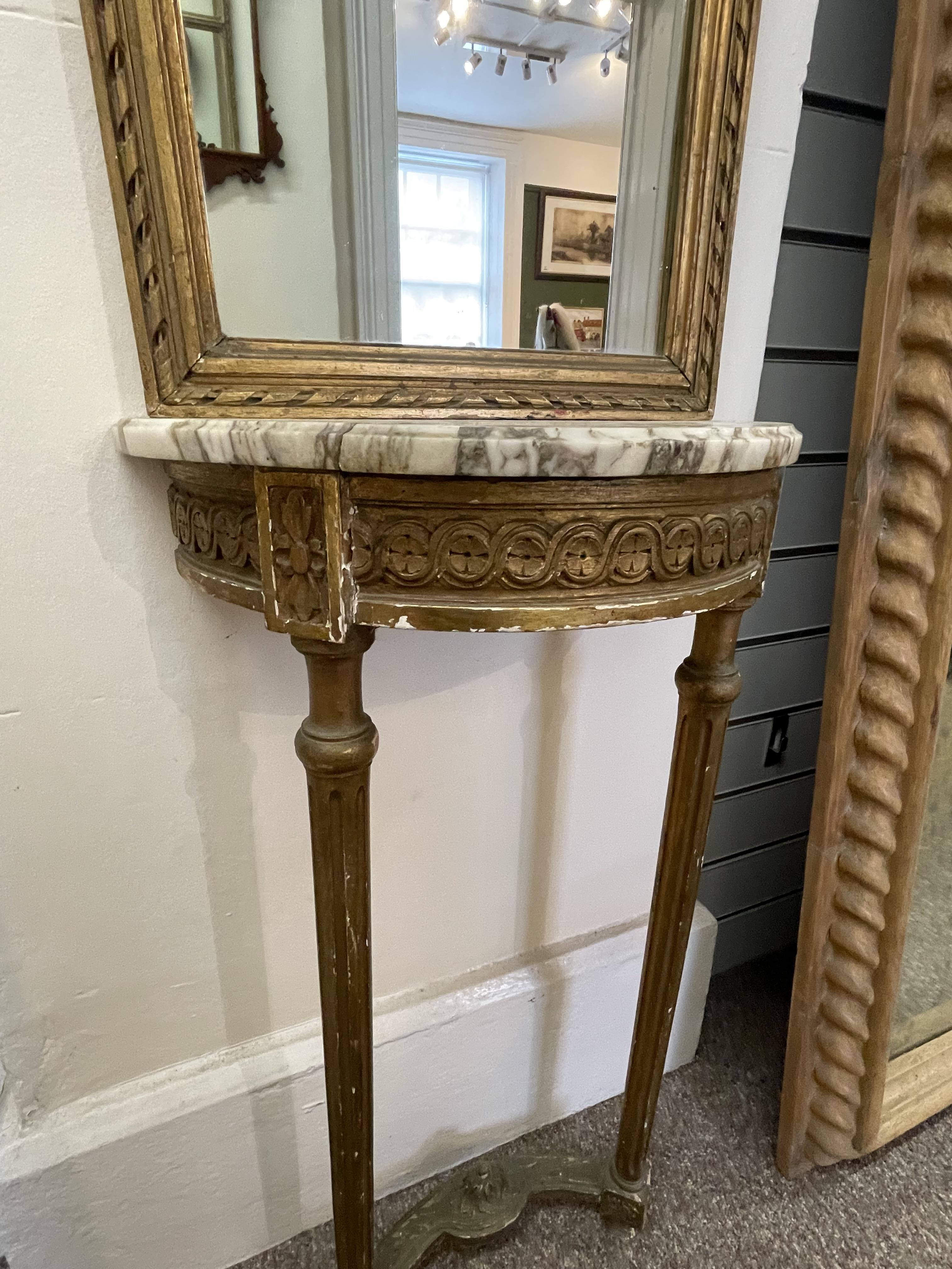 19th Century Marble Top Console Table And Mirror - Image 3 of 3
