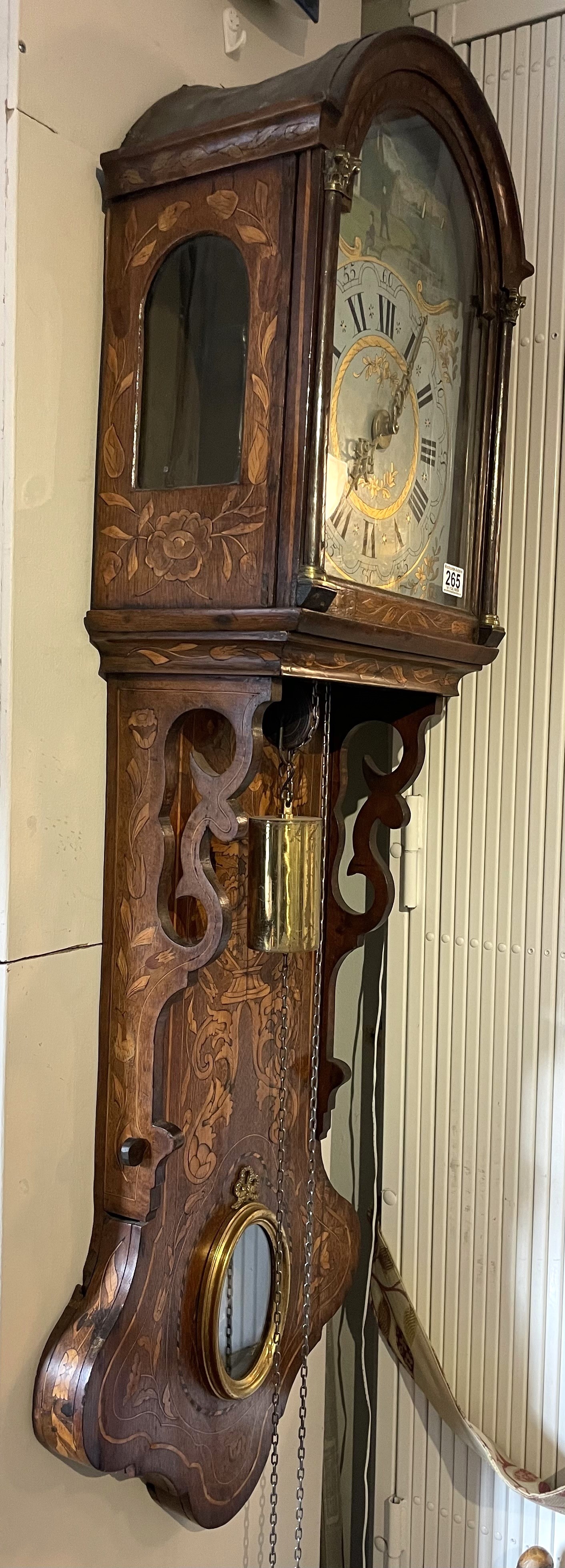 A 19th Century Dutch Marquetry Inlaid Wall Clock - Image 2 of 3