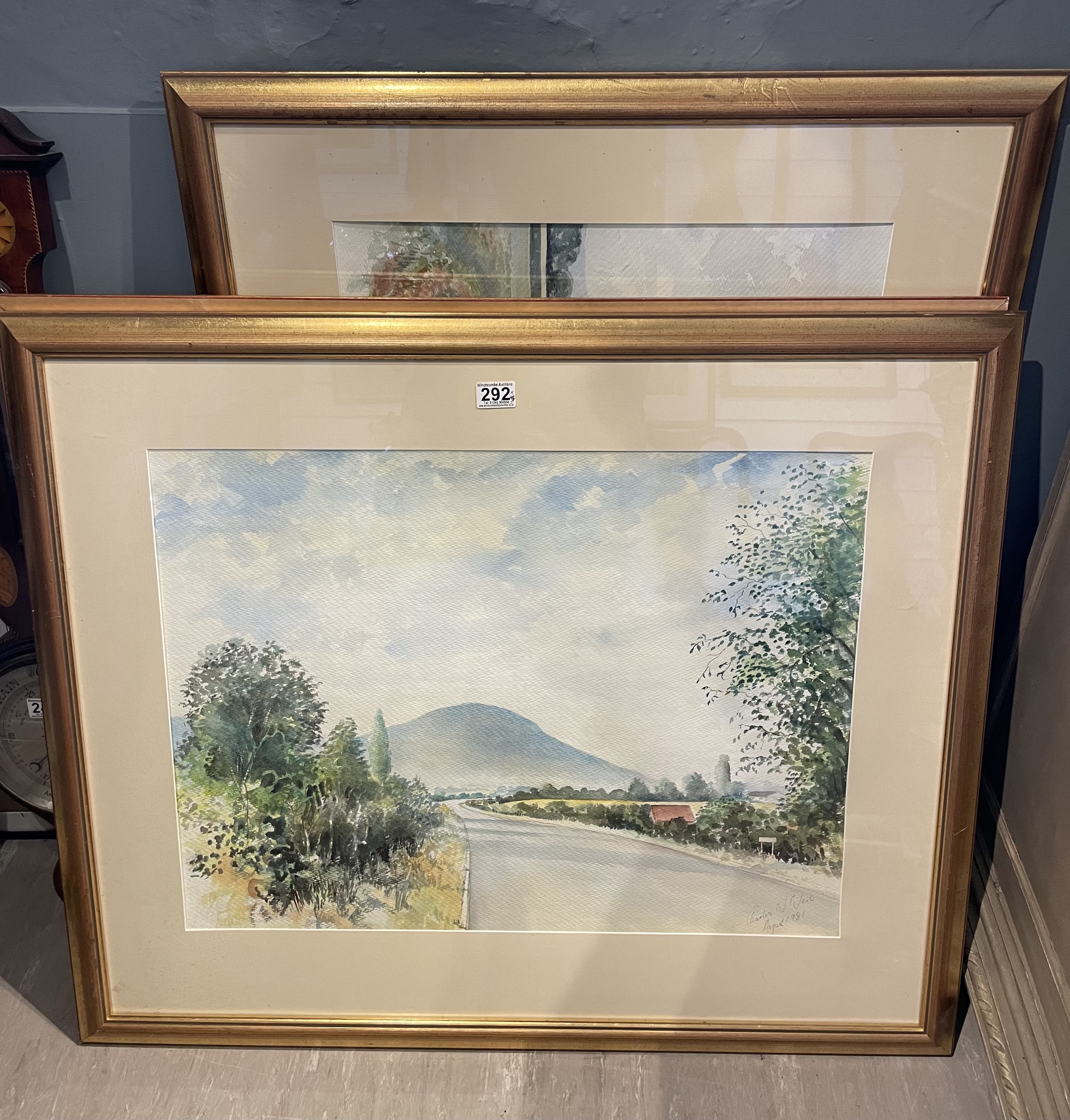 Three Large Watercolours In Gilt Frames Signed